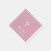 Serviette En Papier Dieu Béni Croix Fille Baptême (Coin)