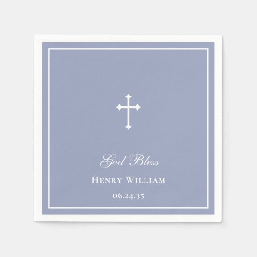Serviette En Papier Dieu béni Croix garçon Baptême (Devant)