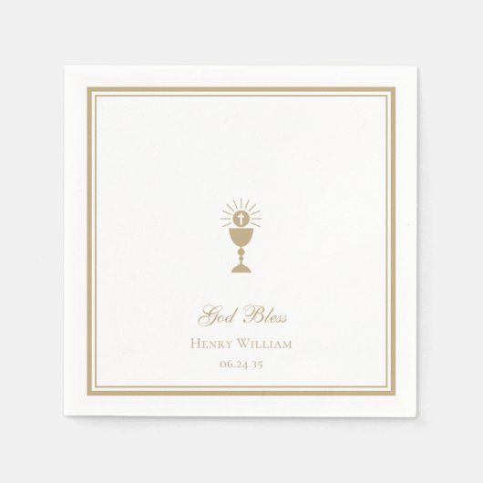 Serviette En Papier Dieu Béni Garçon Première Communion (Devant)