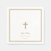 Serviette En Papier Dieu Béni Gold Cross Garçon Baptême (Devant)