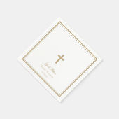 Serviette En Papier Dieu Béni Gold Cross Garçon Baptême (Coin)