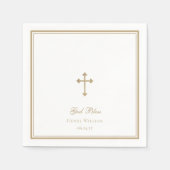 Serviette En Papier Dieu Béni Gold Cross Garçon Baptême (Devant)