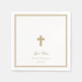 Serviette En Papier Dieu Béni Gold Cross Garçon Baptême (Devant)