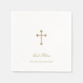 Serviette En Papier Dieu Béni Gold Cross Garçon Baptême (Devant)