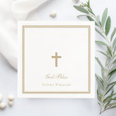Serviette En Papier Dieu Béni Gold Cross Garçon Baptême