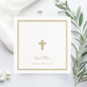 Serviette En Papier Dieu Béni Gold Cross Garçon Baptême
