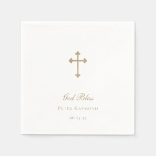 Serviette En Papier Dieu Béni Gold Cross Garçon Baptême