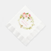 Serviette En Papier Dieu Béni rose et or Floral Wreath Girl Baptême (Coin)