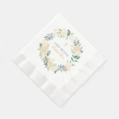 Serviette En Papier Dieu Béni Vert Or Floral Wreath Girl Baptême (Coin)