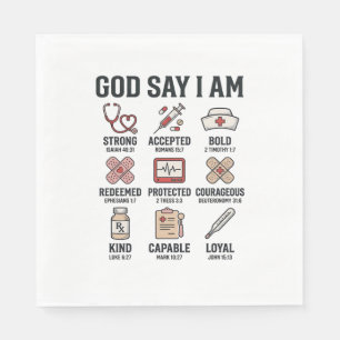 Serviette En Papier Dieu dit que je suis infirmière Foi Design de grav