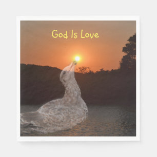 Serviette En Papier Dieu est l'amour coucher de soleil