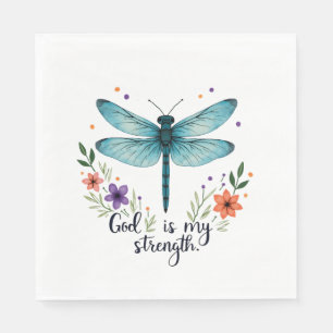 Serviette En Papier Dieu est ma force Floral Libellule T-Shirt Chrétie