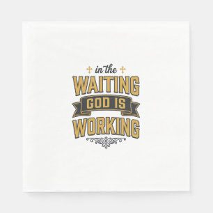 Serviette En Papier Dieu Travaille Vintage Faith Typography T-Shirt_1