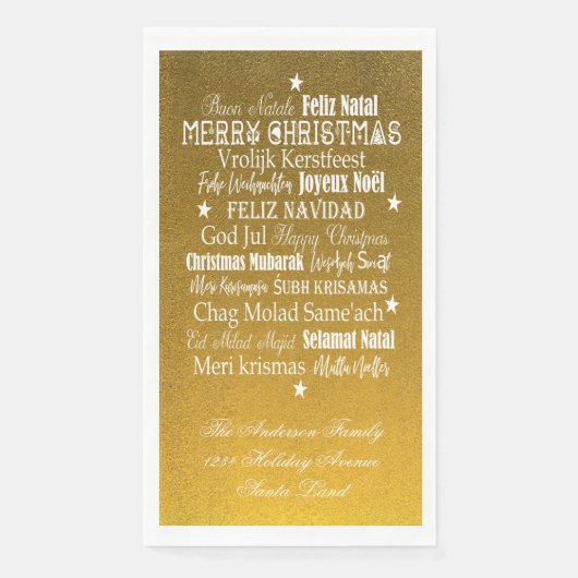 Serviette En Papier Différentes langues de Joyeuses serviettes de Noël (Devant)