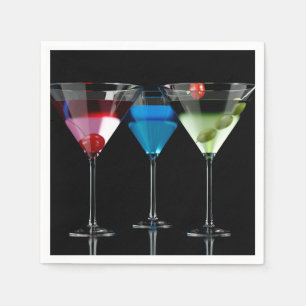 Serviette En Papier Différents cocktails dans des lunettes à martini n