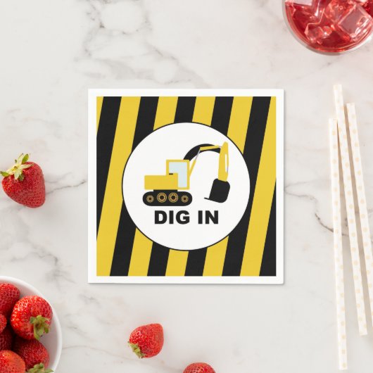 Serviette En Papier Dig In fiesta de cumpleaños excavadoras (En situation)