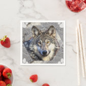 Serviette En Papier Dignité du loup gris v4 (En situation)