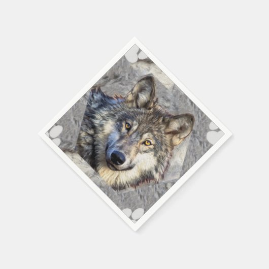 Serviette En Papier Dignité du loup gris v4 (Coin)