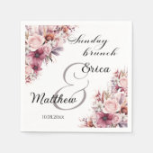 Serviette En Papier Dimanche Brunch Dusty Boho rose Mariage Floral (Devant)