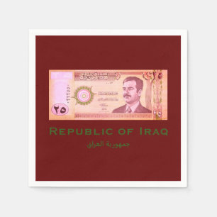 Serviette En Papier Dinar irakien avec Saddam Hussein