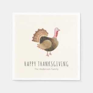 Serviette En Papier Dinde aquarelle rustique pour Thanksgiving