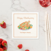 Serviette en papier Dinde de Thanksgiving à l'aqua (En situation)
