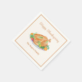Serviette en papier Dinde de Thanksgiving à l'aqua (Coin)