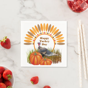 Serviette En Papier Dinde de Thanksgiving Citrouilles Fêtes