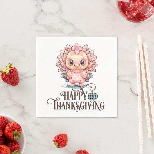 Serviette En Papier Dinde de Thanksgiving mignonne (En situation)