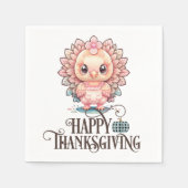 Serviette En Papier Dinde de Thanksgiving mignonne (Devant)