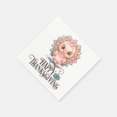 Serviette En Papier Dinde de Thanksgiving mignonne (Coin)