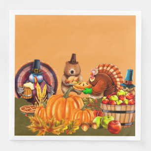 Serviette En Papier Dinde et ours Thanksgiving Bounty