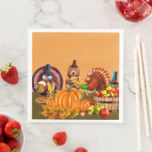 Serviette En Papier Dinde et ours Thanksgiving Bounty (En situation)