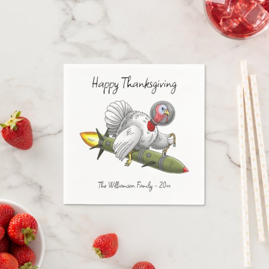 Serviette En Papier Dindon de fusée de Thanksgiving (En situation)