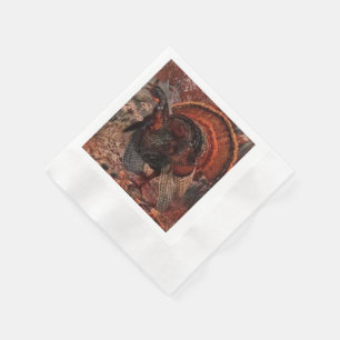 Serviette En Papier Dindon Vintage Dans La Forêt Rustique