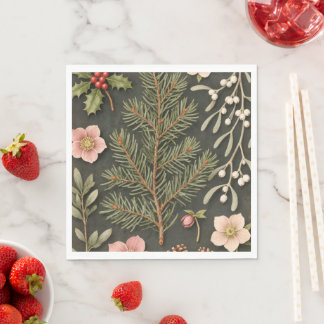 Serviette En Papier Dîner botanique de la rose de Noël Héritage