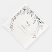 Serviette En Papier Dîner Carré Argent Eucalyptus Verdure (Coin)