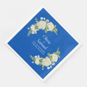 Serviette En Papier Dîner Cobalt Blue & White Roses (Coin)
