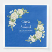 Serviette En Papier Dîner Cobalt Blue & White Roses (Devant)