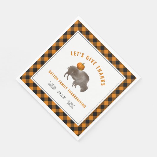 Serviette En Papier Dîner d'action de grâces Buffalo Bison Citrouille (Coin)