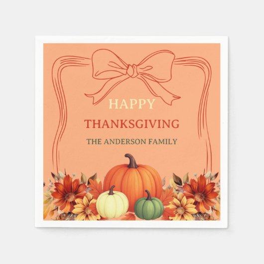 Serviette En Papier Dîner d'action de grâces citrouille arc atomique t (Devant)