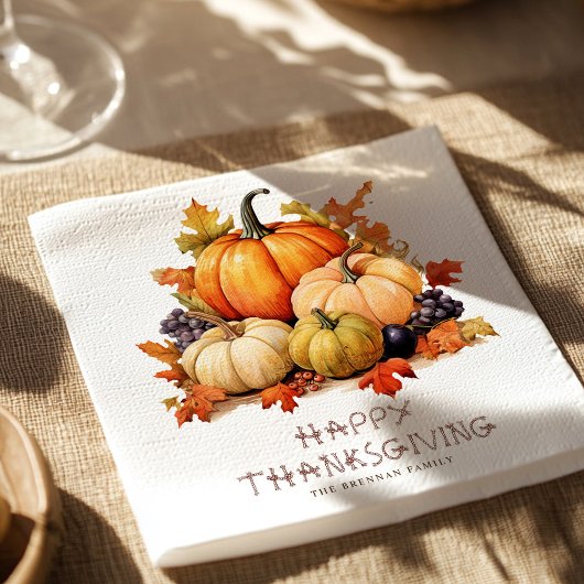 Serviette En Papier Dîner d'action de grâces citrouille rustique