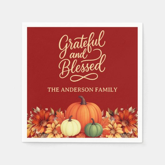 Serviette En Papier Dîner d'action de grâces citrouille terre cuite Gr (Devant)