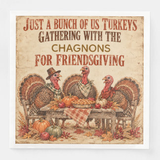 Serviette En Papier Dîner de Friendsgiving avec des amis turkeys perso
