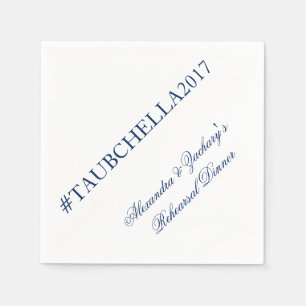 Serviette En Papier Dîner de la Marine Bleue Mariage Hashtag Napkins
