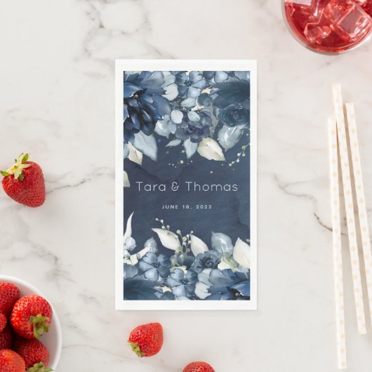 Serviette En Papier Dîner de longue marine Rose en cascade Mariage (En situation)