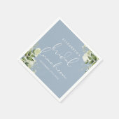 Serviette En Papier Dîner de mariée bleu floral vert (Coin)