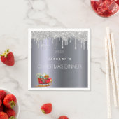Serviette En Papier Dîner de Noël argent parties scintillant nom de tr (En situation)