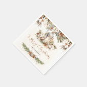 Serviette En Papier Dîner de Noël Blanc et crème Élégant classique (Coin)