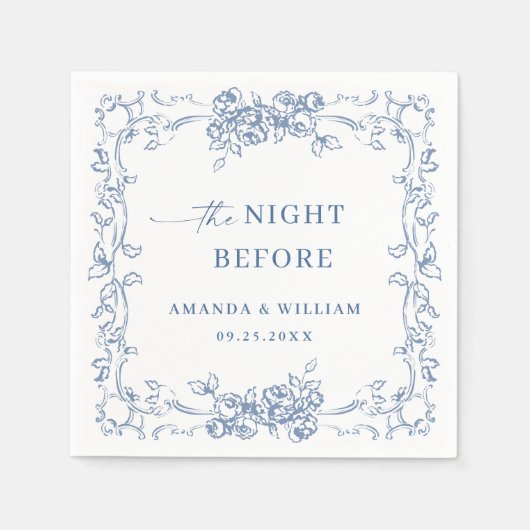 Serviette En Papier Dîner de répétition bleu de la Renaissance (Devant)